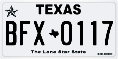 TX license plate BFX0117