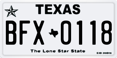 TX license plate BFX0118