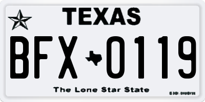 TX license plate BFX0119