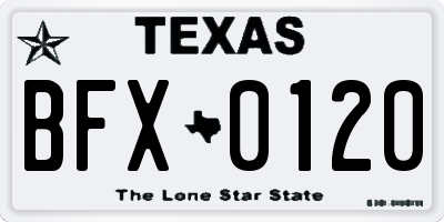 TX license plate BFX0120