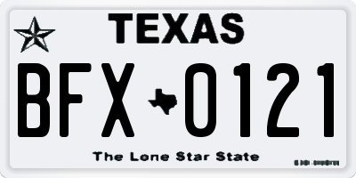 TX license plate BFX0121