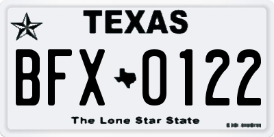 TX license plate BFX0122