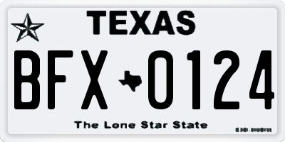 TX license plate BFX0124