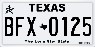 TX license plate BFX0125