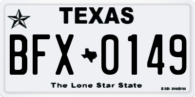 TX license plate BFX0149