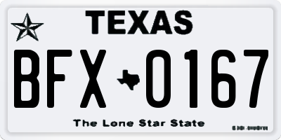 TX license plate BFX0167