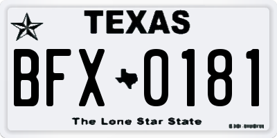 TX license plate BFX0181