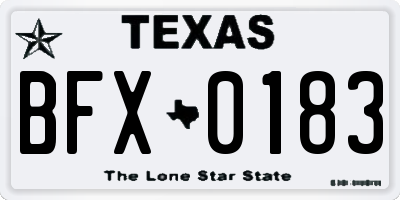 TX license plate BFX0183