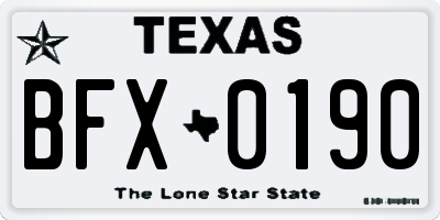 TX license plate BFX0190