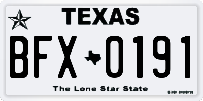 TX license plate BFX0191