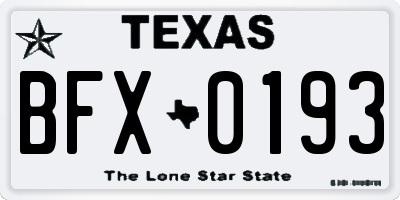 TX license plate BFX0193