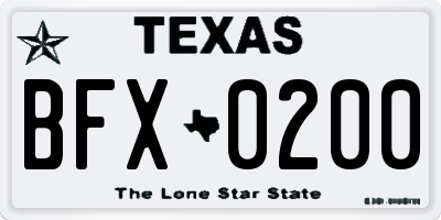 TX license plate BFX0200