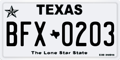 TX license plate BFX0203