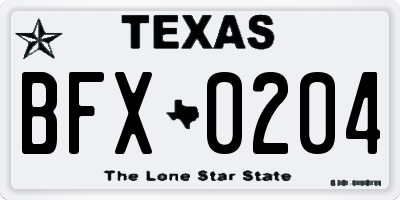 TX license plate BFX0204