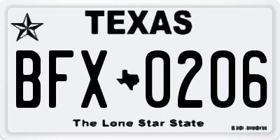 TX license plate BFX0206