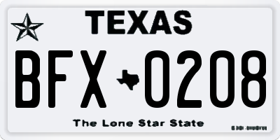 TX license plate BFX0208