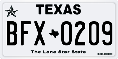 TX license plate BFX0209