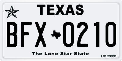 TX license plate BFX0210