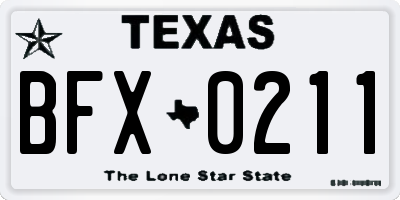 TX license plate BFX0211