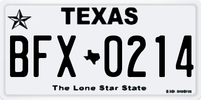 TX license plate BFX0214