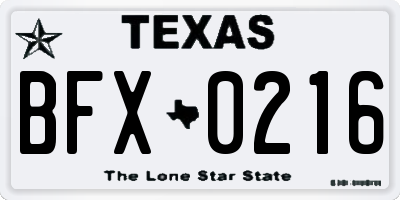TX license plate BFX0216