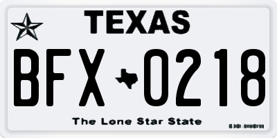TX license plate BFX0218
