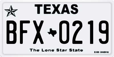 TX license plate BFX0219