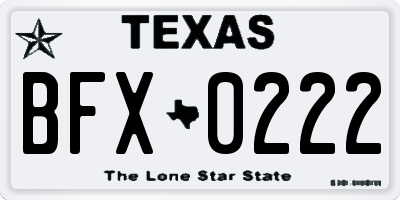 TX license plate BFX0222