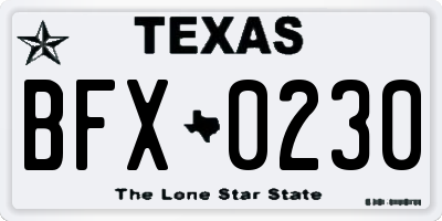 TX license plate BFX0230