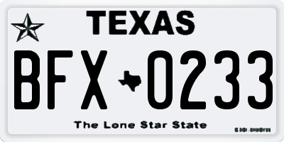 TX license plate BFX0233