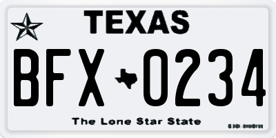 TX license plate BFX0234