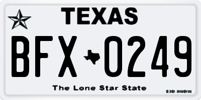 TX license plate BFX0249