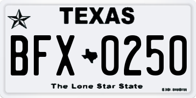 TX license plate BFX0250