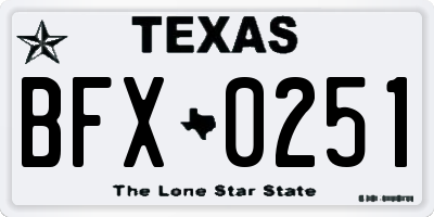 TX license plate BFX0251