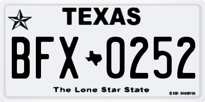 TX license plate BFX0252