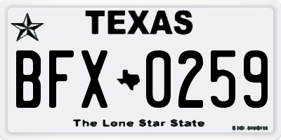 TX license plate BFX0259