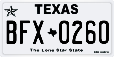 TX license plate BFX0260