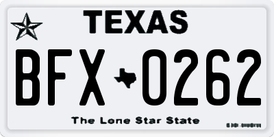 TX license plate BFX0262