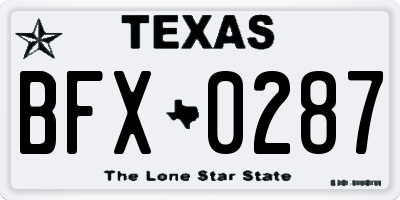 TX license plate BFX0287