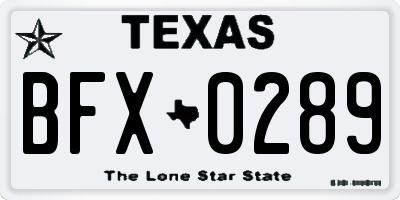 TX license plate BFX0289
