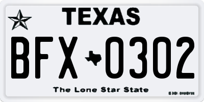 TX license plate BFX0302