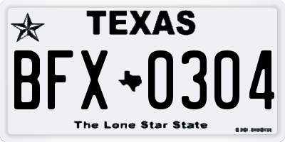 TX license plate BFX0304