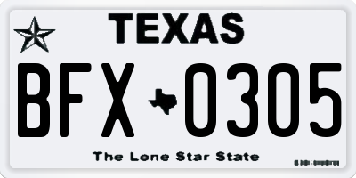 TX license plate BFX0305
