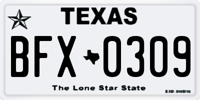 TX license plate BFX0309