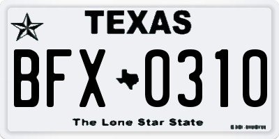TX license plate BFX0310