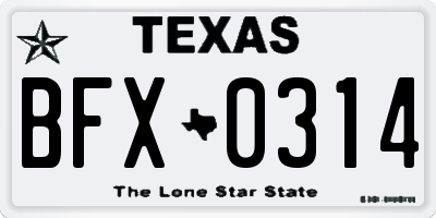 TX license plate BFX0314