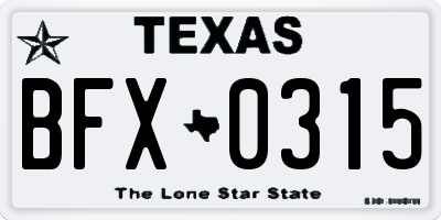 TX license plate BFX0315