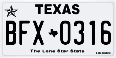 TX license plate BFX0316
