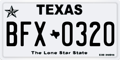TX license plate BFX0320