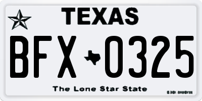 TX license plate BFX0325
